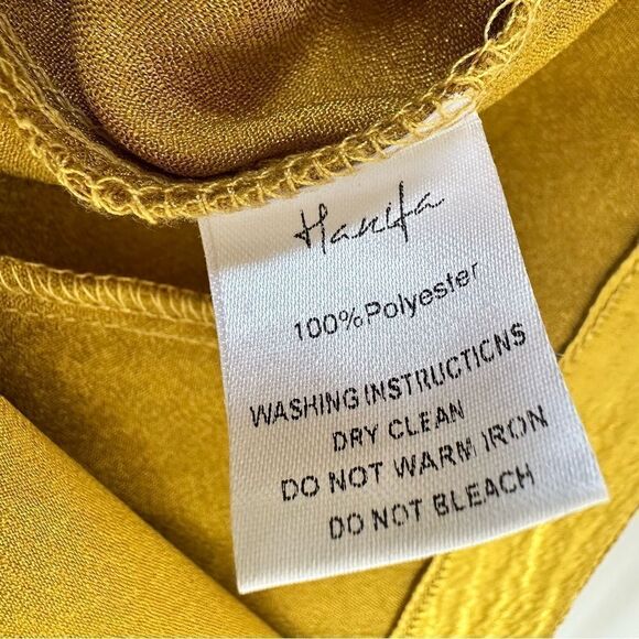 Hanifa-Golden Yellow Satin High Rise Wide Leg Long Trousers (Size:XS) - Picture 10 of 12